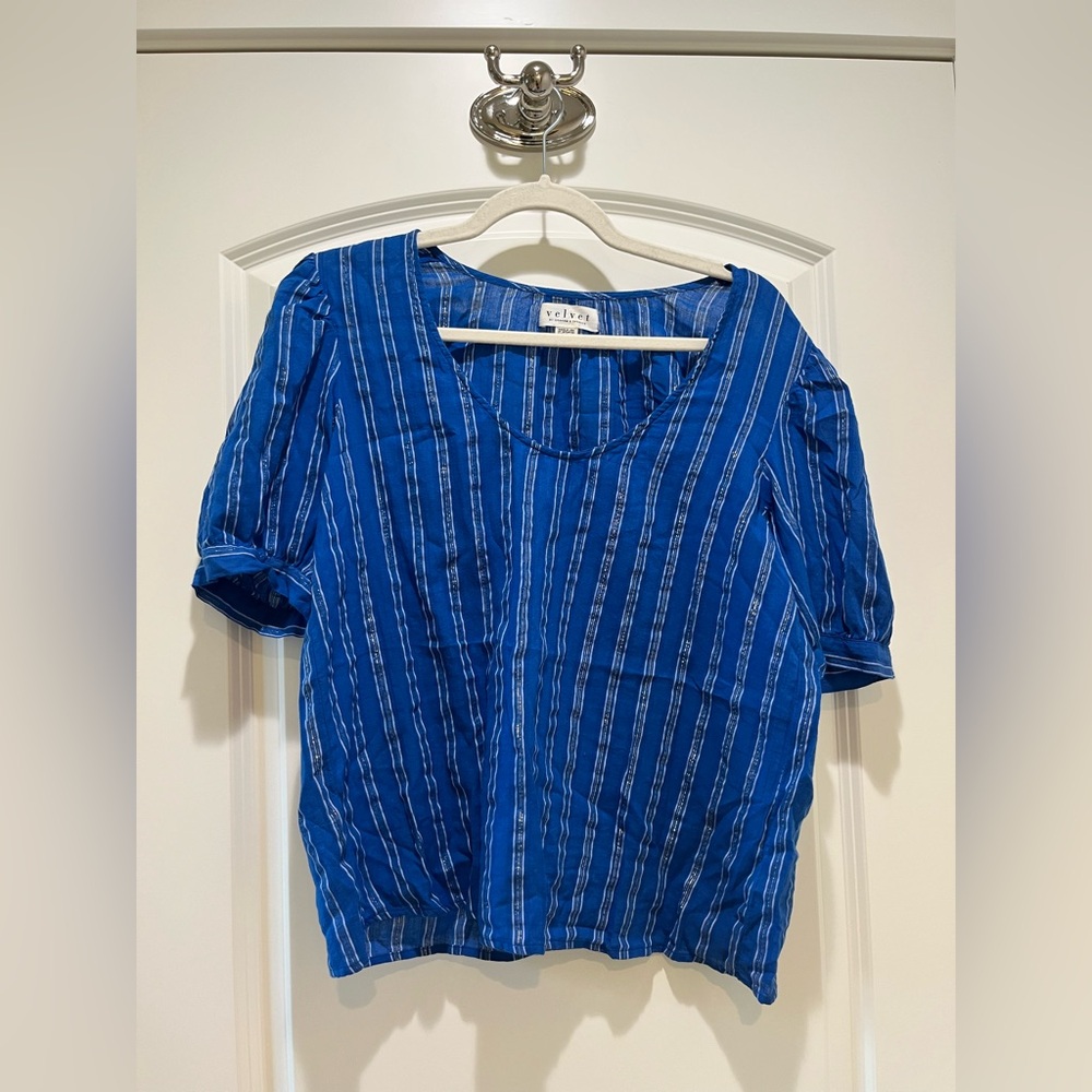 Velvet by Graham & Spencer Women's Navy Striped Blouse